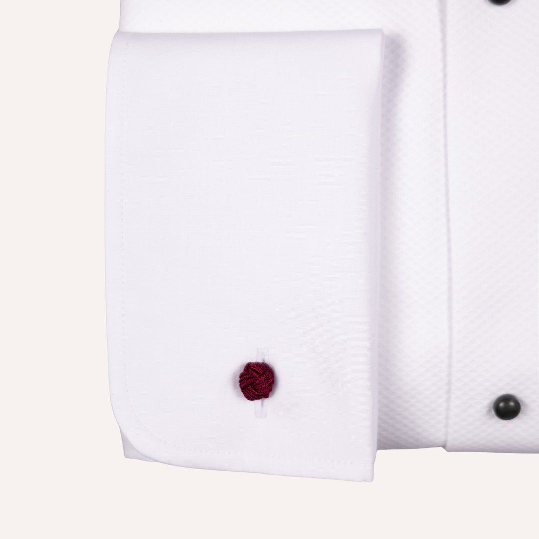White Pique Front Regular Body Tuxedo Shirt