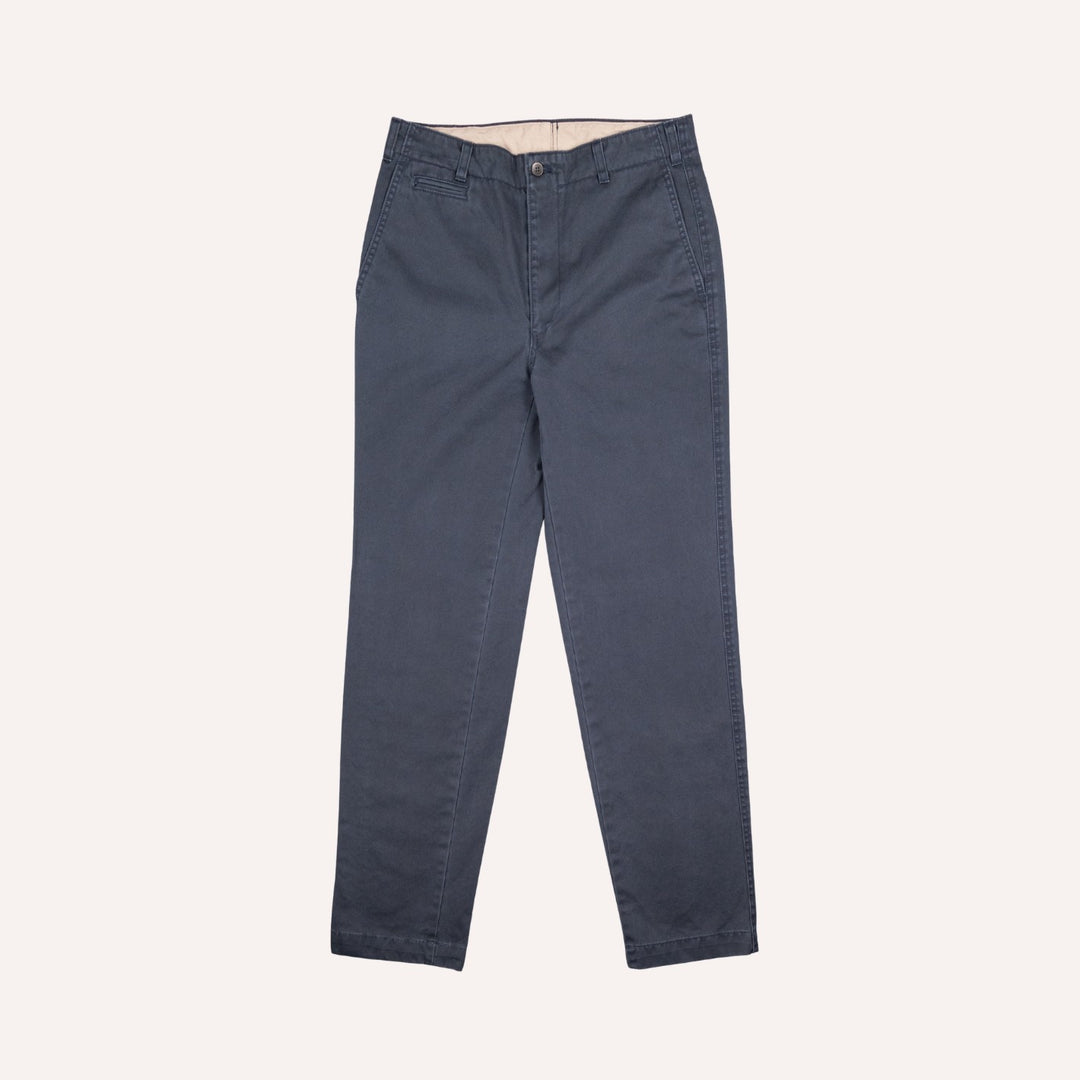 Washed Navy Cotton Chinos - Straight Fit