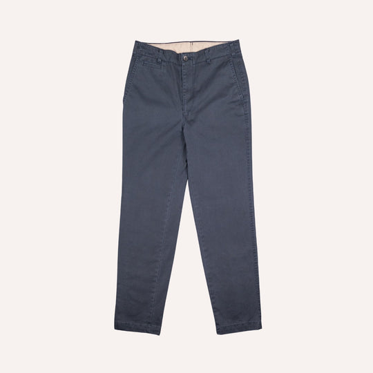 Washed Navy Cotton Chinos - Straight Fit