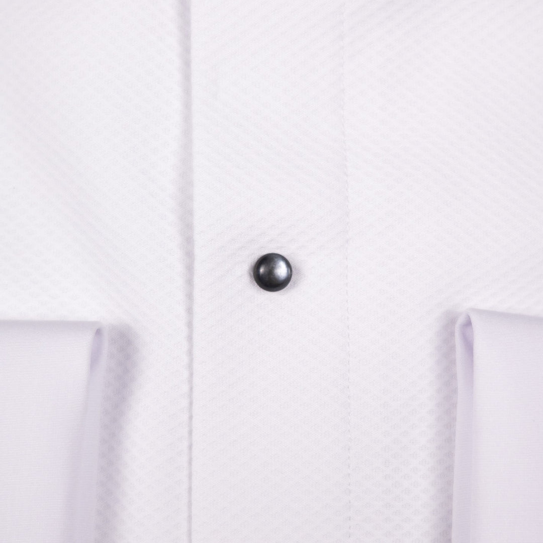 White Pique Front Regular Body Tuxedo Shirt