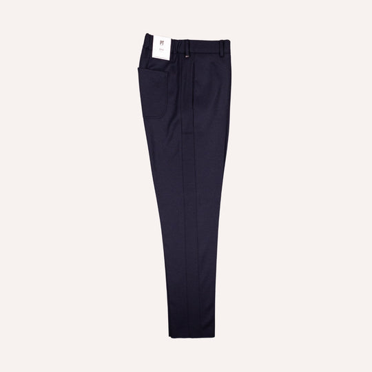 Navy Wool Travel Trouser