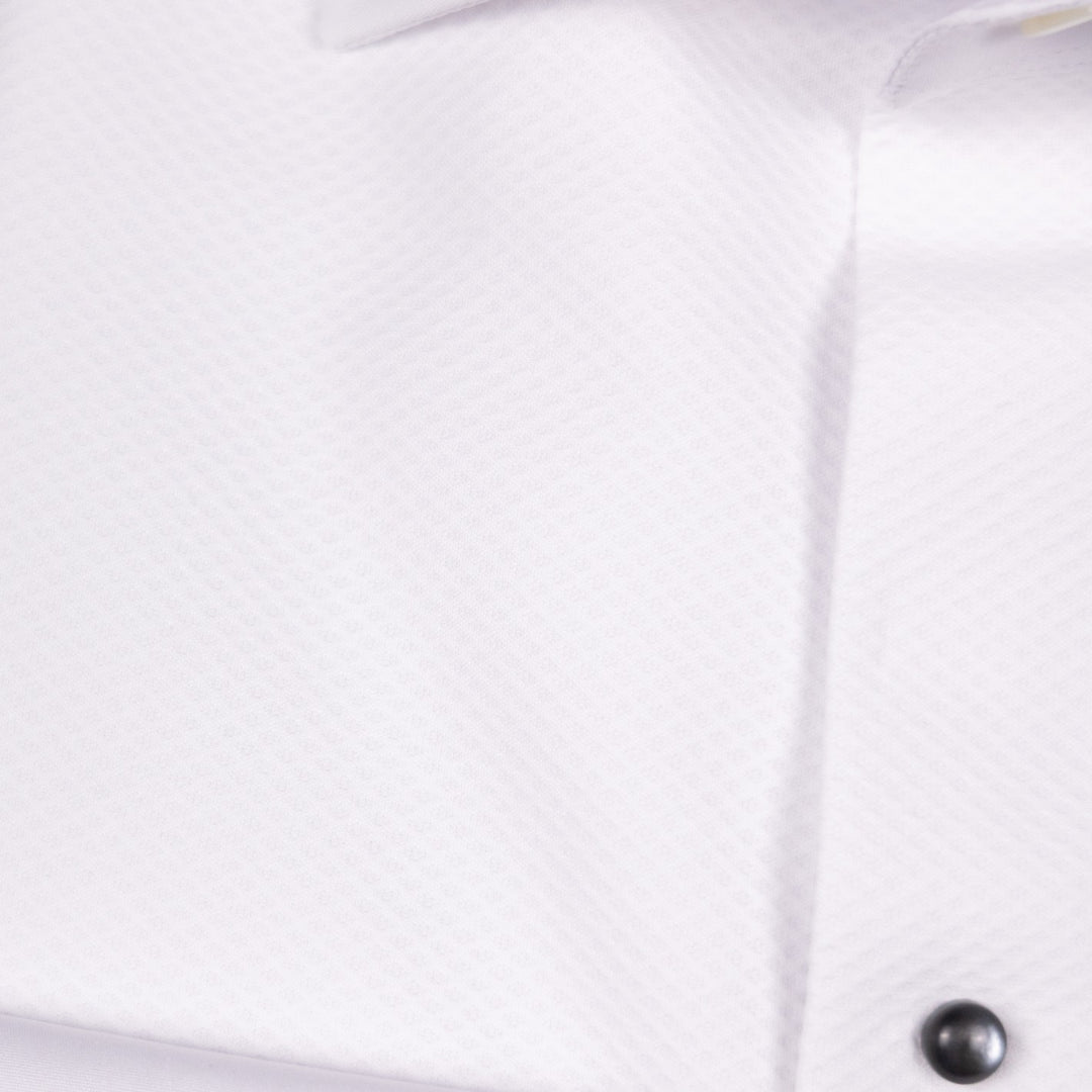 White Pique Front Regular Body Tuxedo Shirt