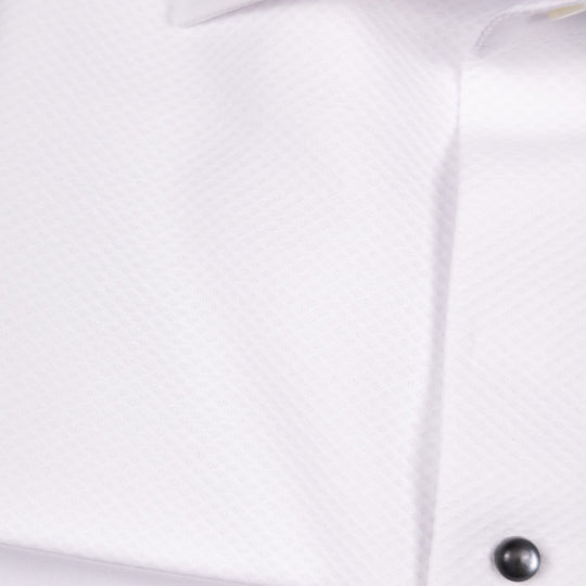 White Pique Front Regular Body Tuxedo Shirt
