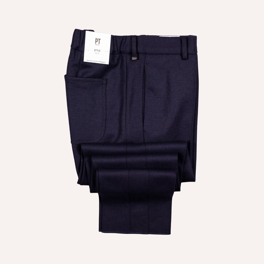 Navy Wool Travel Trouser