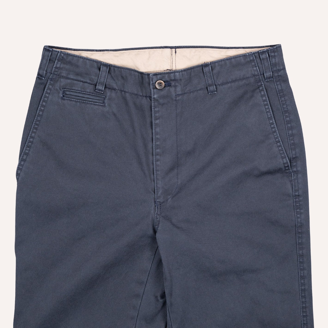 Washed Navy Cotton Chinos - Straight Fit
