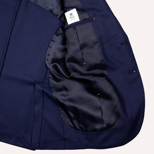 Blue Hopsack Patch Pocket Wool Blazer