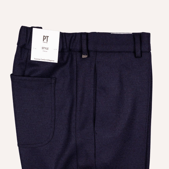 Navy Wool Travel Trouser