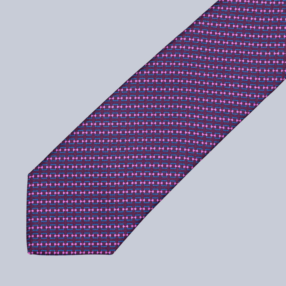 Purple Pink & Blue Chain Pattern Tie