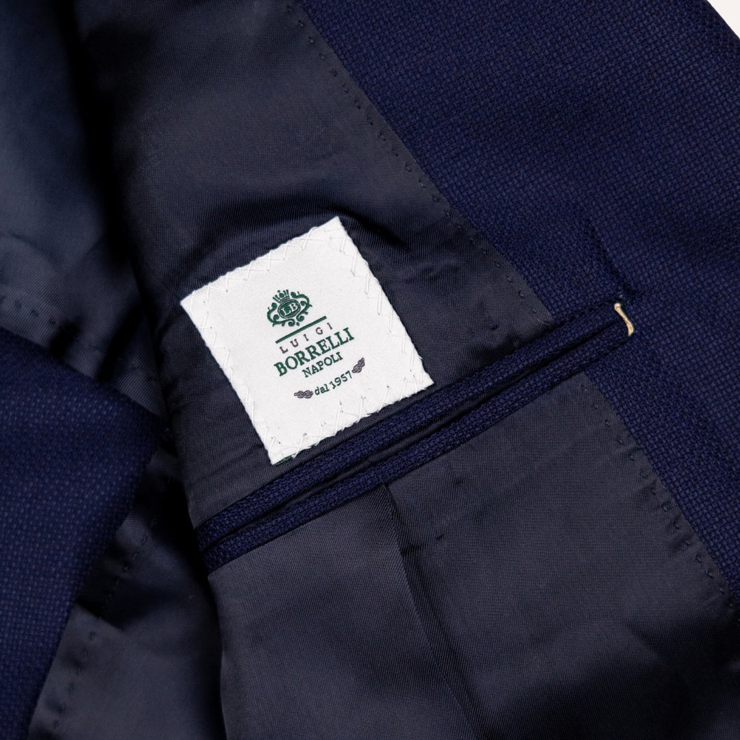 Blue Hopsack Patch Pocket Wool Blazer