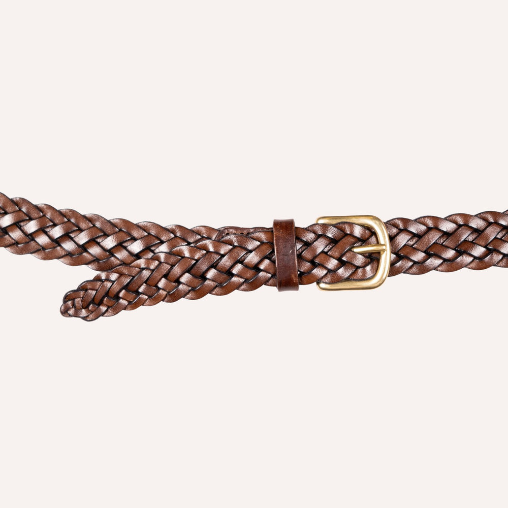 Dark Chestnut Brown Woven Leather Belt