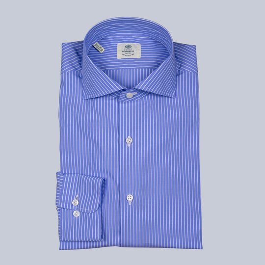 Blue Shirt Popeline Stripe