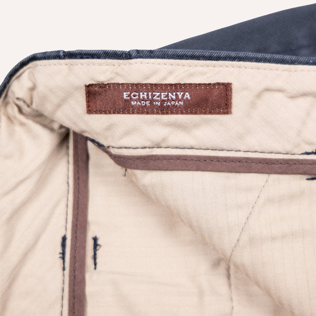 Washed Navy Cotton Chinos - Straight Fit