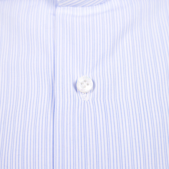 White & Light Blue Stripe Slim Fit Cut Away Shirt