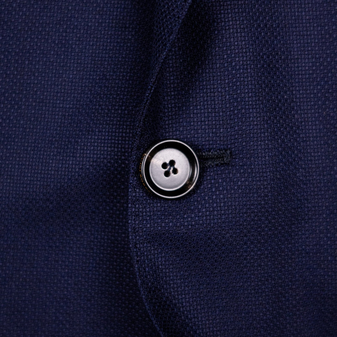 Blue Hopsack Patch Pocket Wool Blazer