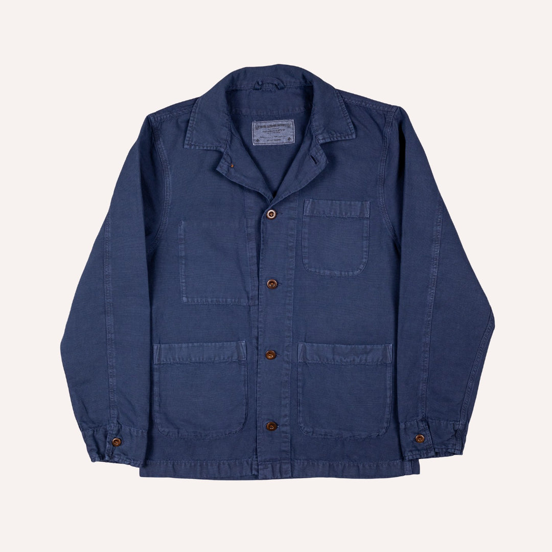 Washed Blue Cotton Linen Overshirt