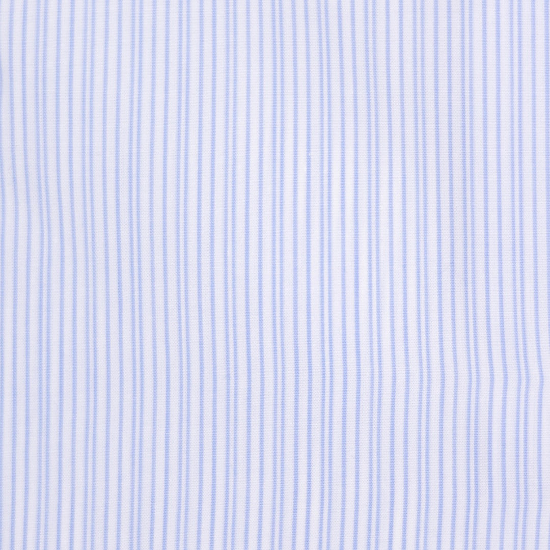 White & Light Blue Stripe Slim Fit Cut Away Shirt