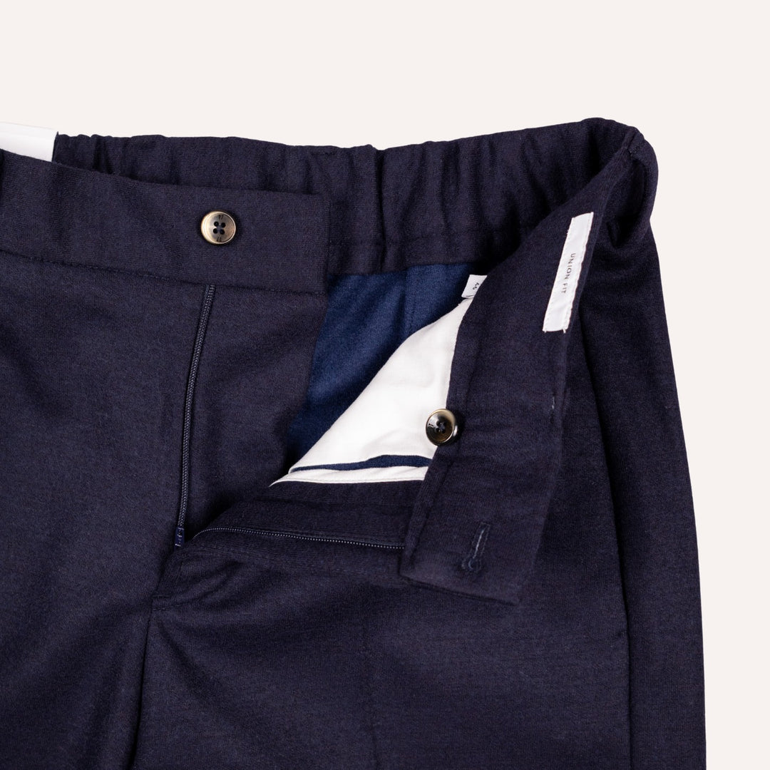 Navy Wool Travel Trouser