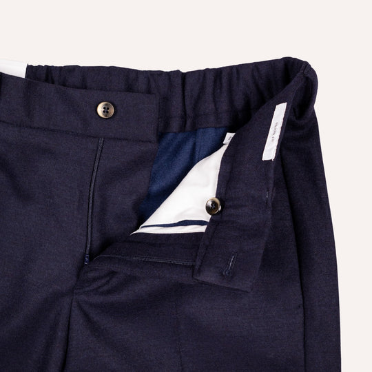 Navy Wool Travel Trouser