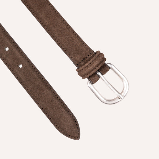 Dark Brown Suede Leather 25mm Belt