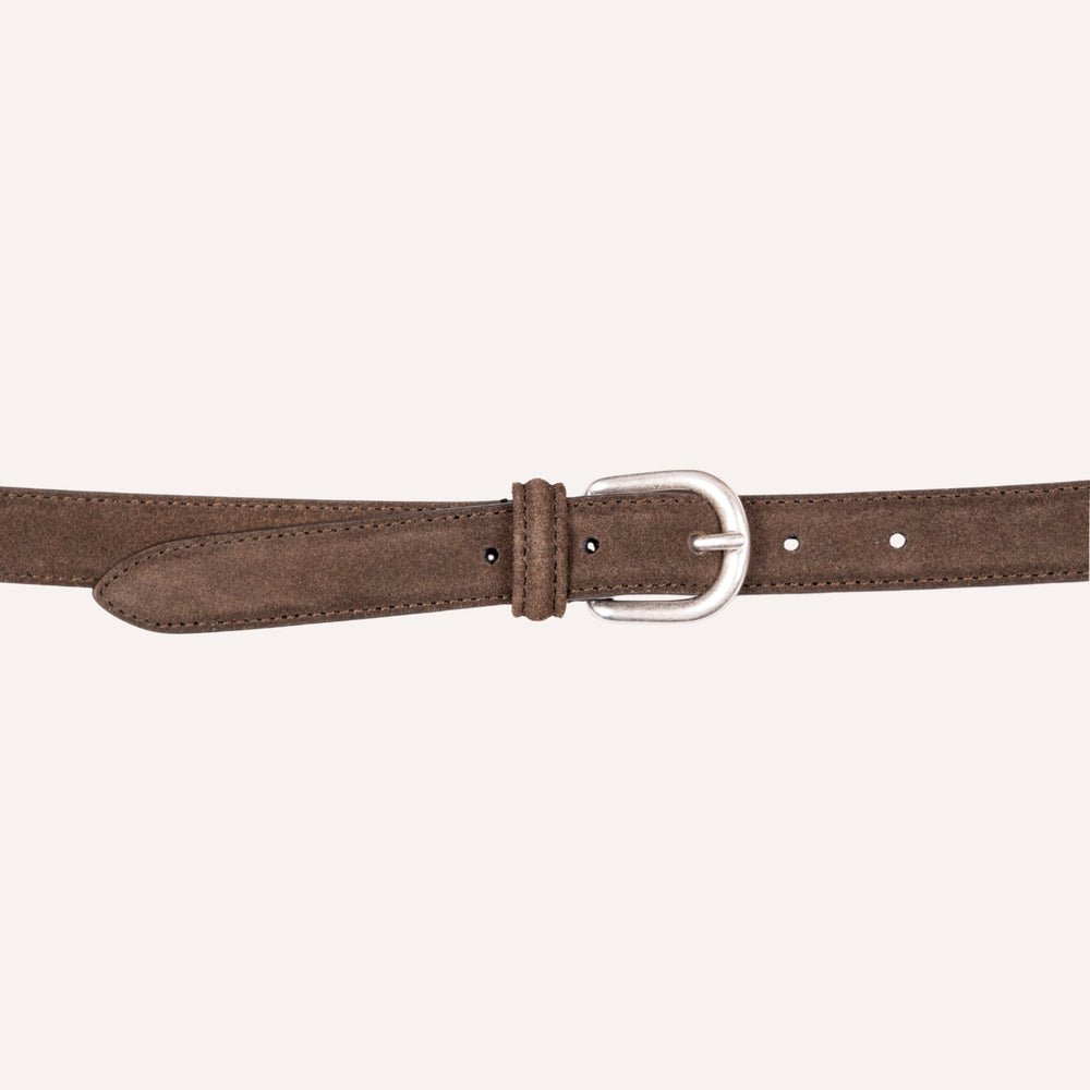 Dark Brown Suede Leather 25mm Belt