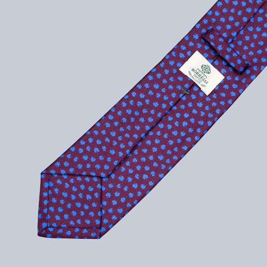 Burgundy Blue & Red Clover Pattern Tie