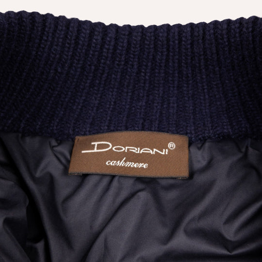 Navy Cashmere Wool Lined Zip Cardigan