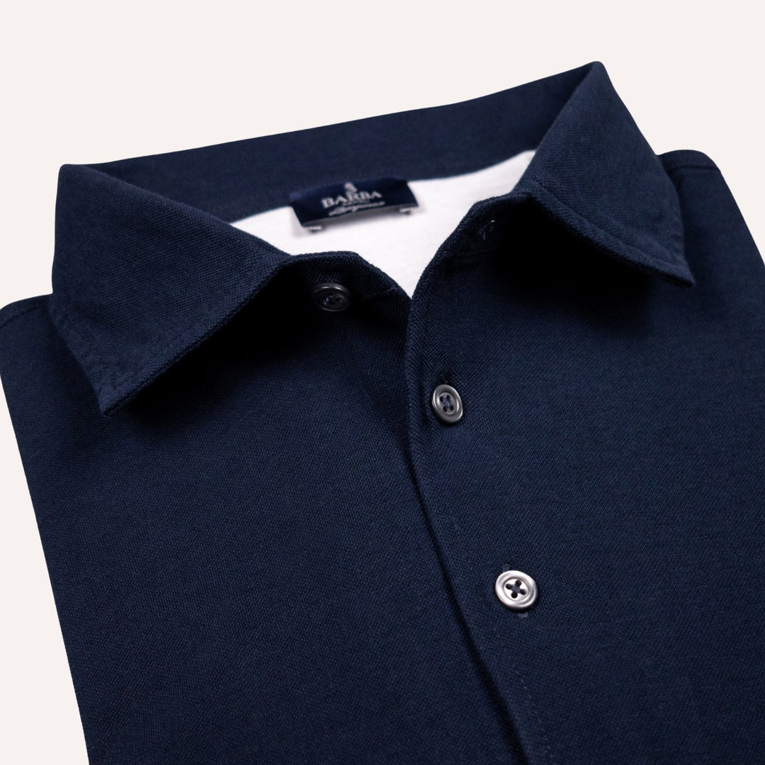 Navy Jersey Long Sleeve Polo Shirt