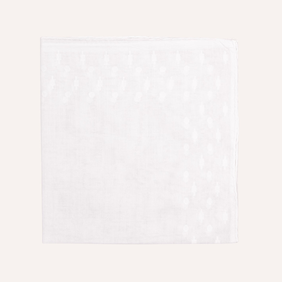 White Jacquard Cotton Pocket Square