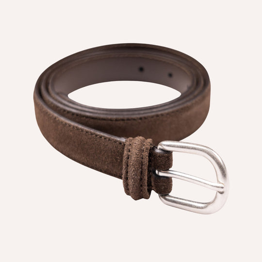 Dark Brown Suede Leather 25mm Belt