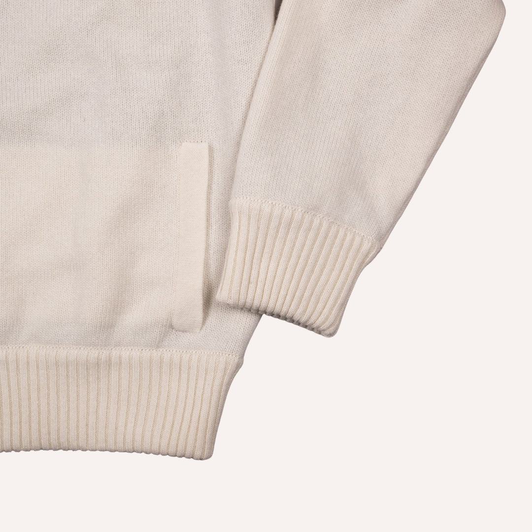 Off White Wool Cashmere Lined Zip Cardigan