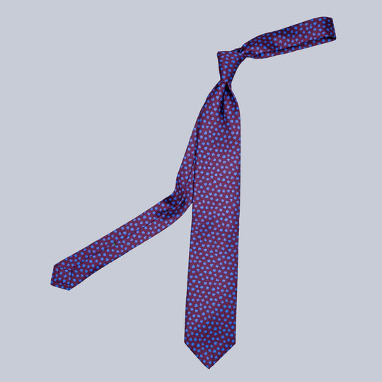 Burgundy Blue & Red Clover Pattern Tie