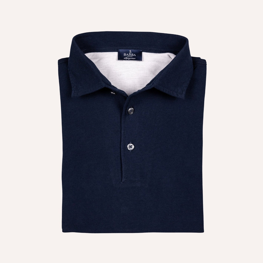 Navy Jersey Long Sleeve Polo Shirt