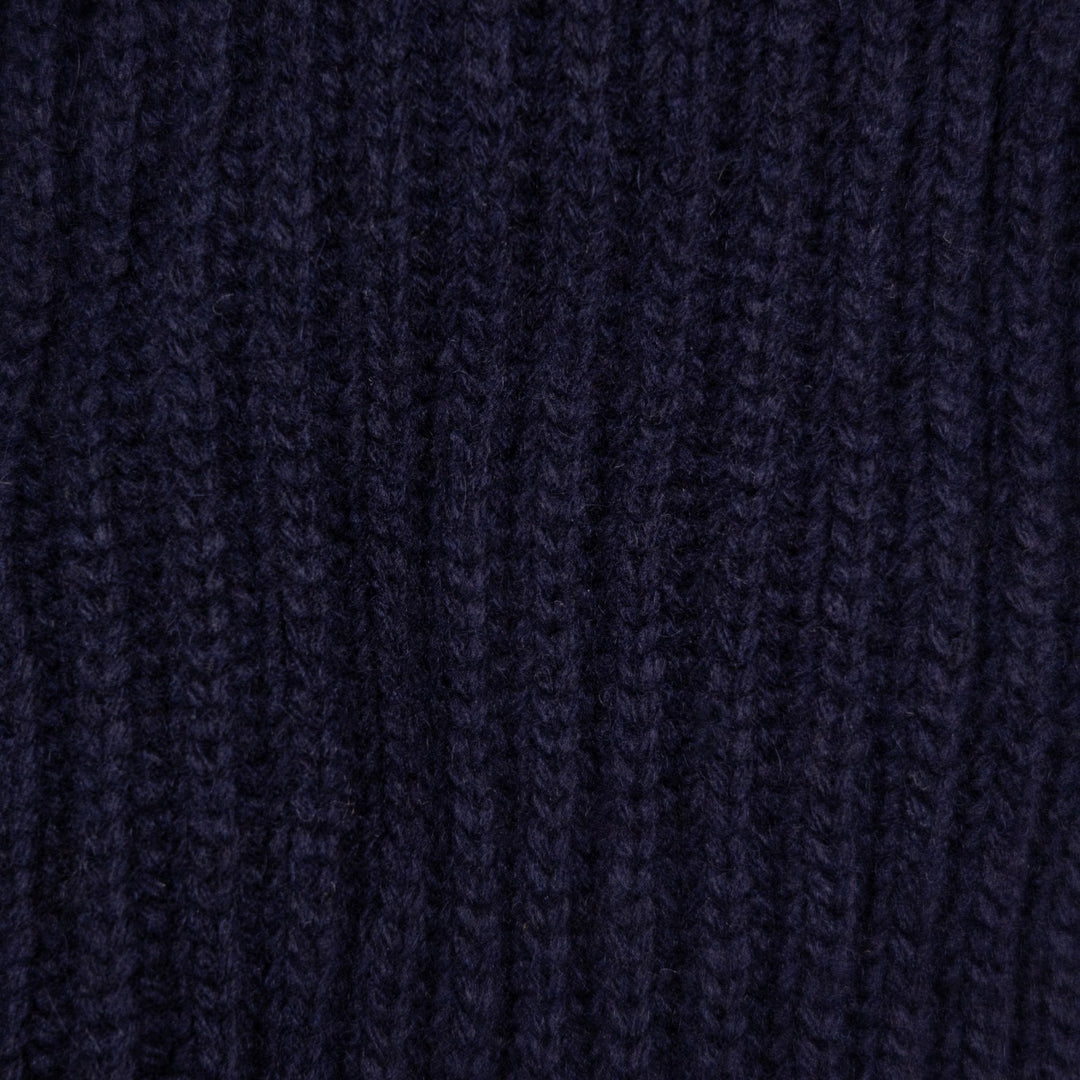 Navy Cashmere Wool Lined Zip Cardigan