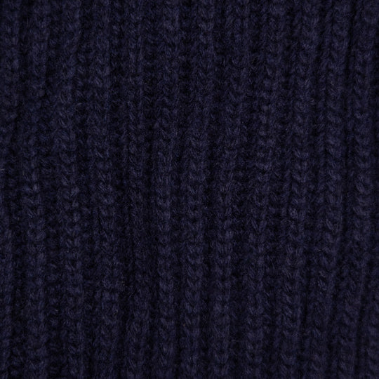Navy Cashmere Wool Lined Zip Cardigan