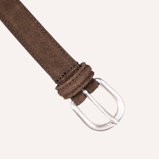 Dark Brown Suede Leather 25mm Belt