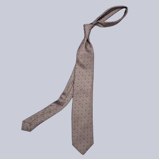Moss Green Burgundy & Silver Micro Paisley Tie