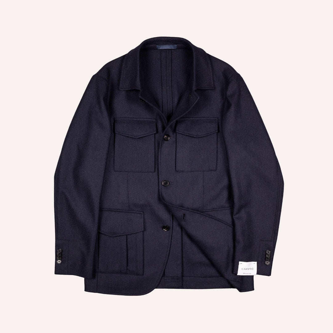 Navy Wool Cashmere Twill Traveller Jacket