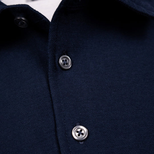 Navy Jersey Long Sleeve Polo Shirt