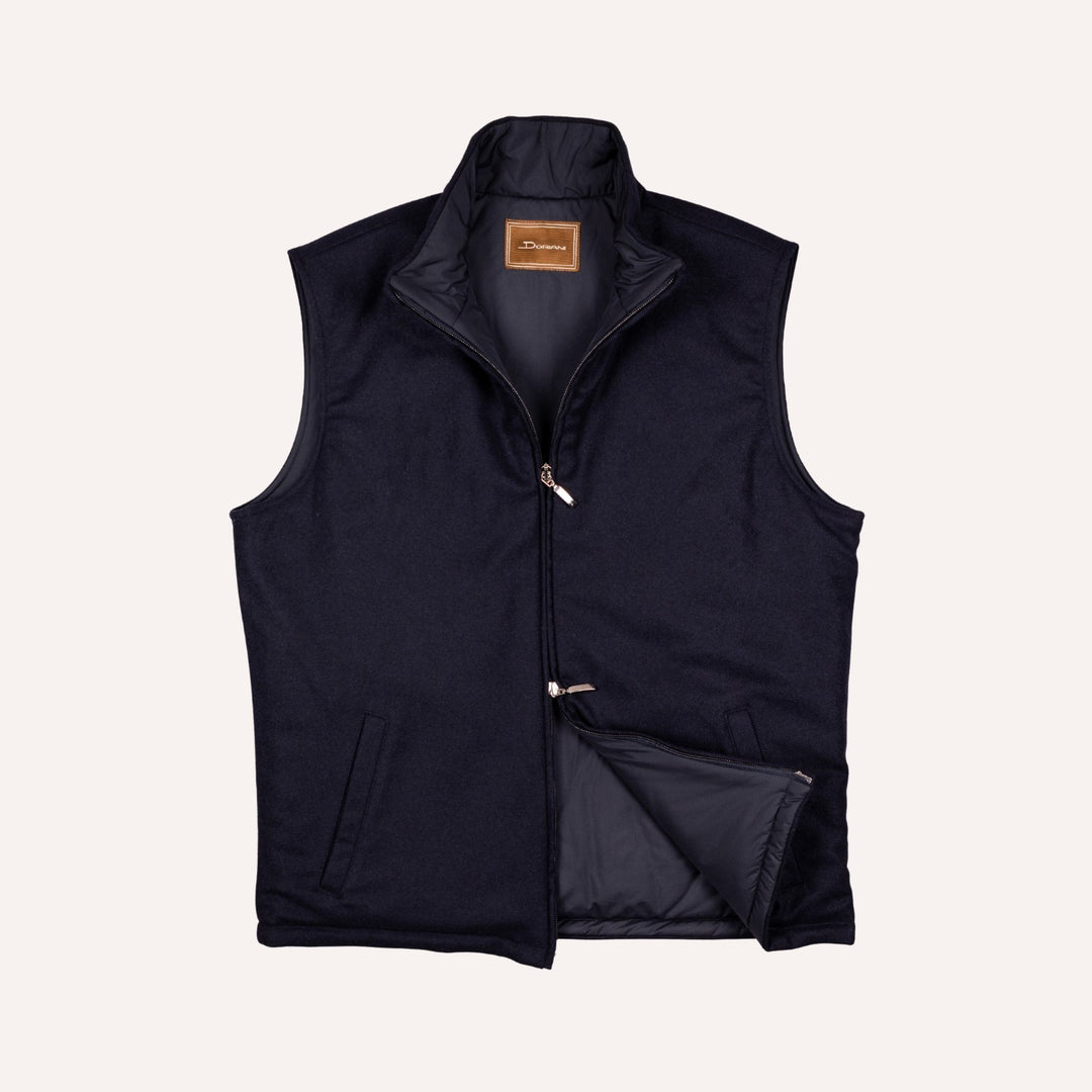 Navy Melange Cashmere Padded Gilet