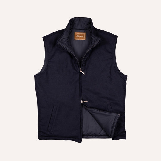 Navy Melange Cashmere Padded Gilet