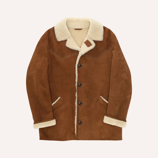 Brown Single Breasted Sheepskin Coat
