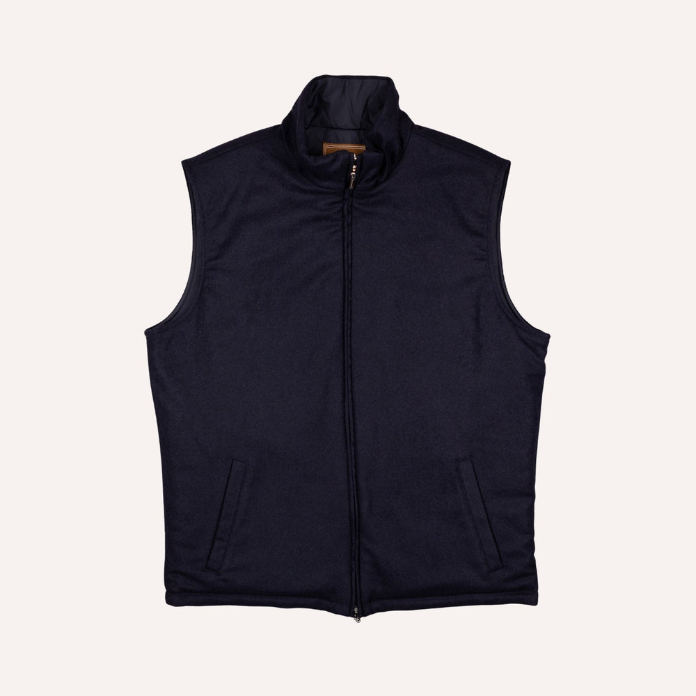 Navy Melange Cashmere Padded Gilet