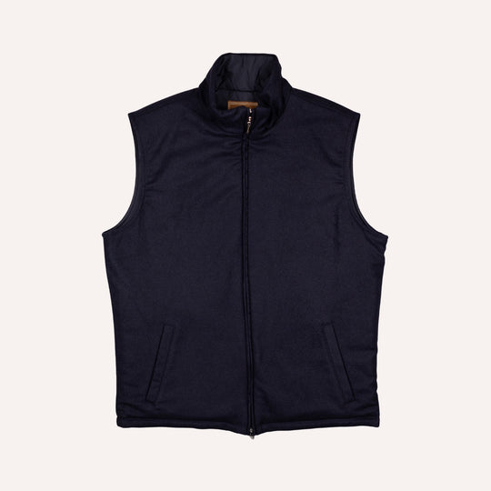 Navy Melange Cashmere Padded Gilet