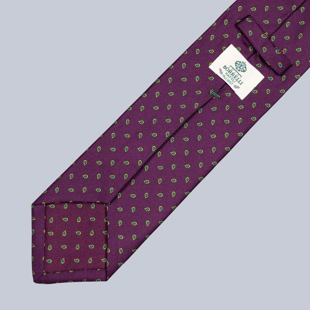Burgundy Blue & Gold Drop Pattern Tie