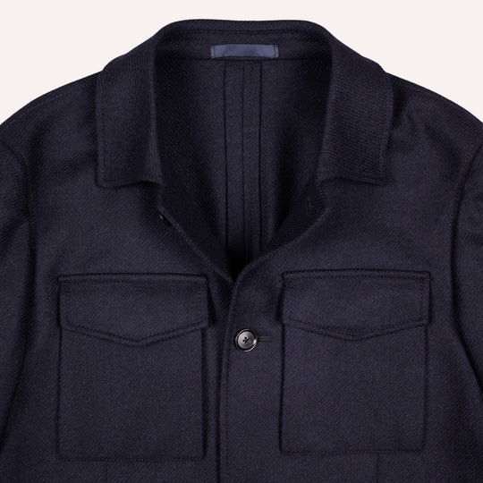 Navy Wool Cashmere Twill Traveller Jacket