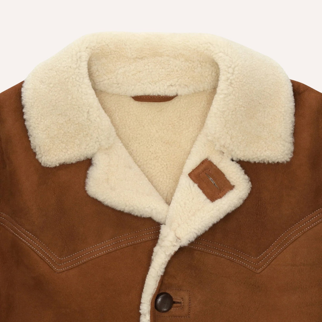 Brown Single Breasted Sheepskin Coat