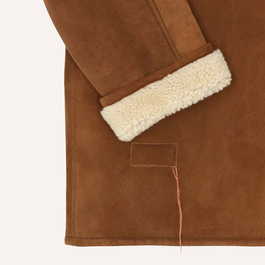 Brown Single Breasted Sheepskin Coat
