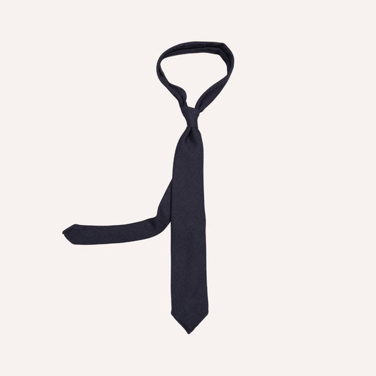 Navy Fine Knitted Wool Tie