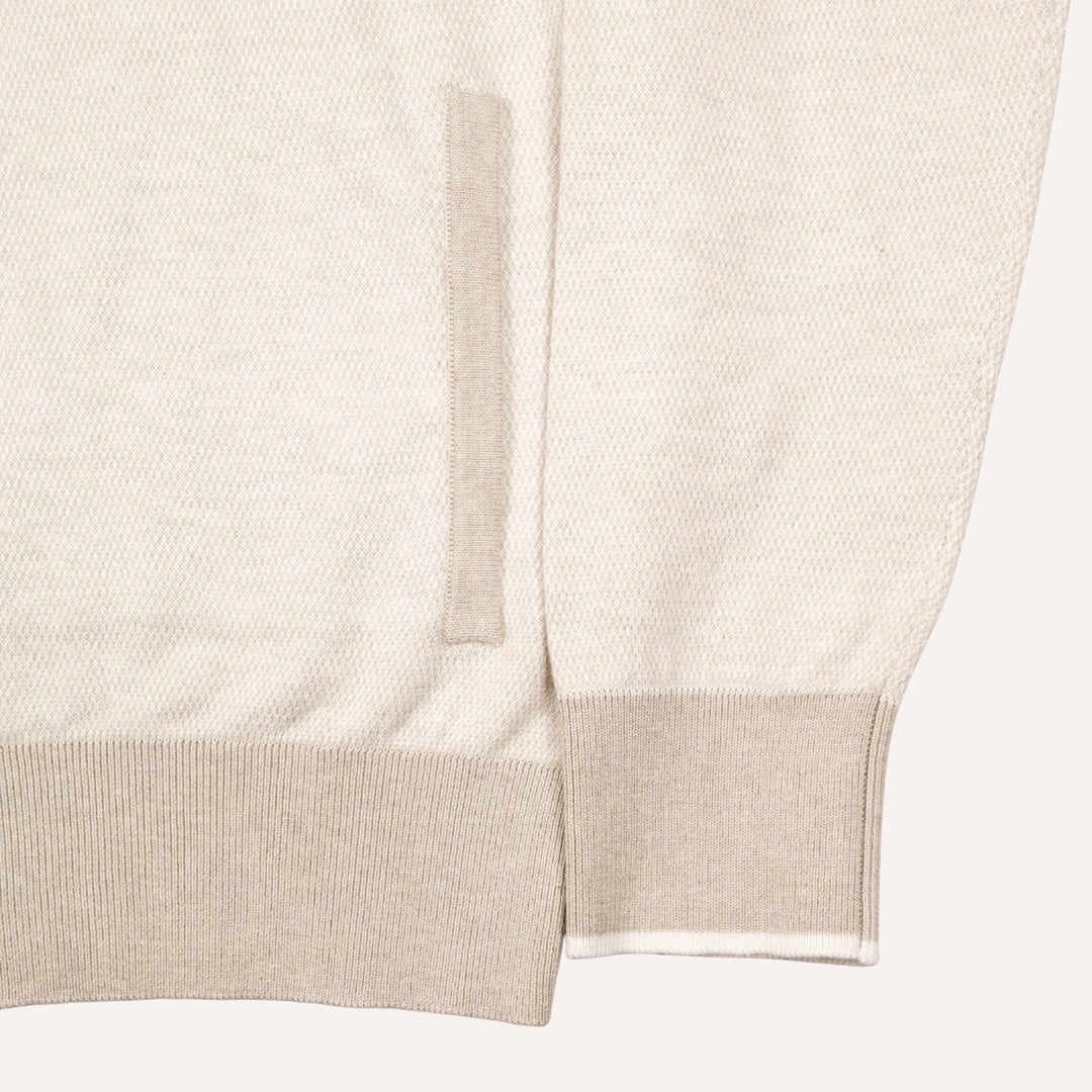 Beige Cotton Cashmere Full Zip Sweater
