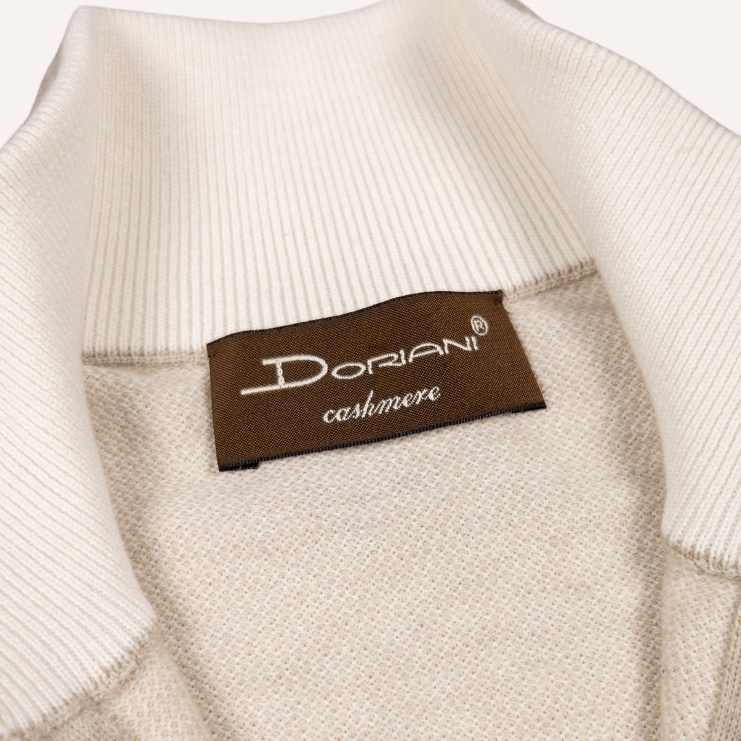 Beige Cotton Cashmere Full Zip Sweater